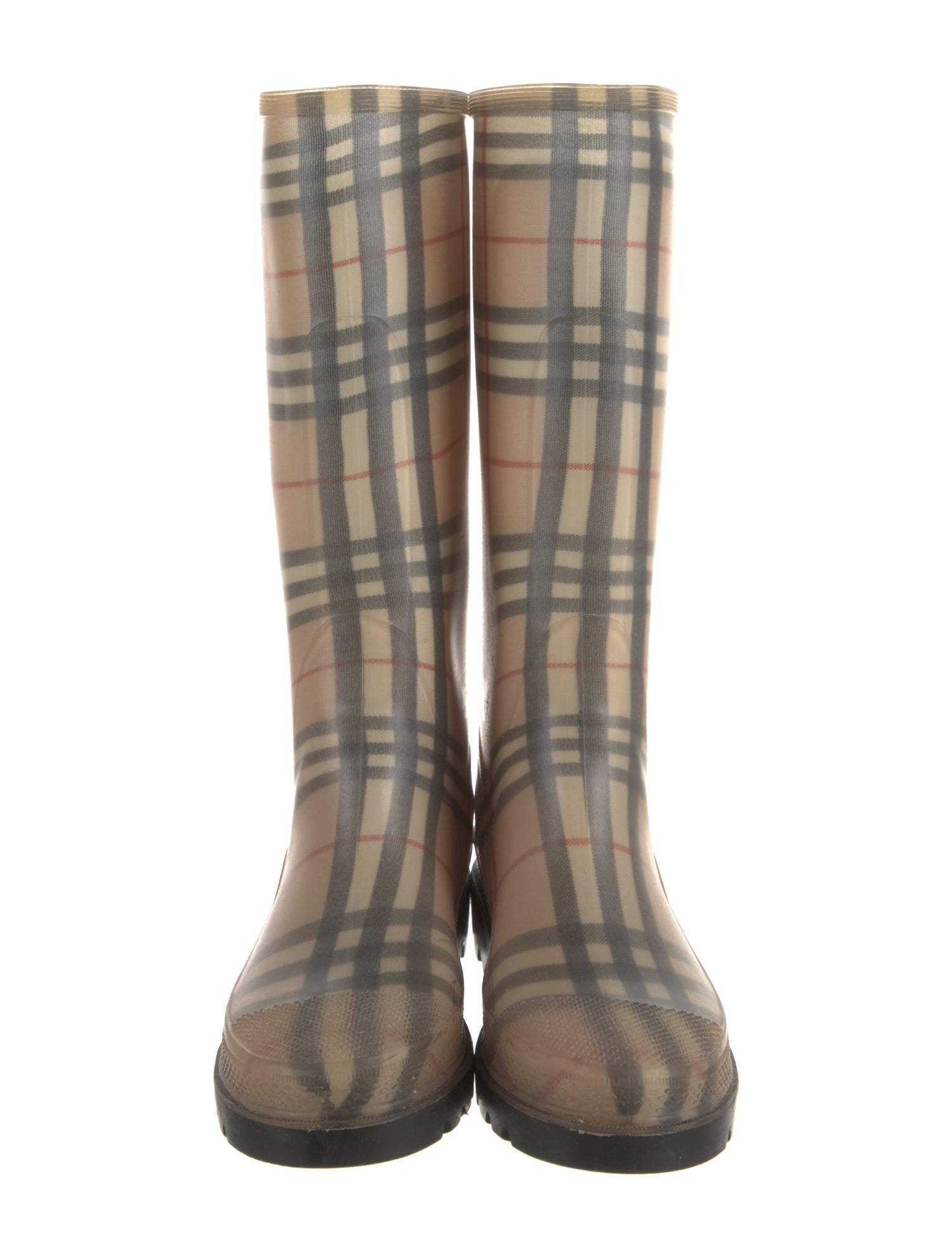 Burberry Nova Check Pattern Rubber Rain Boots